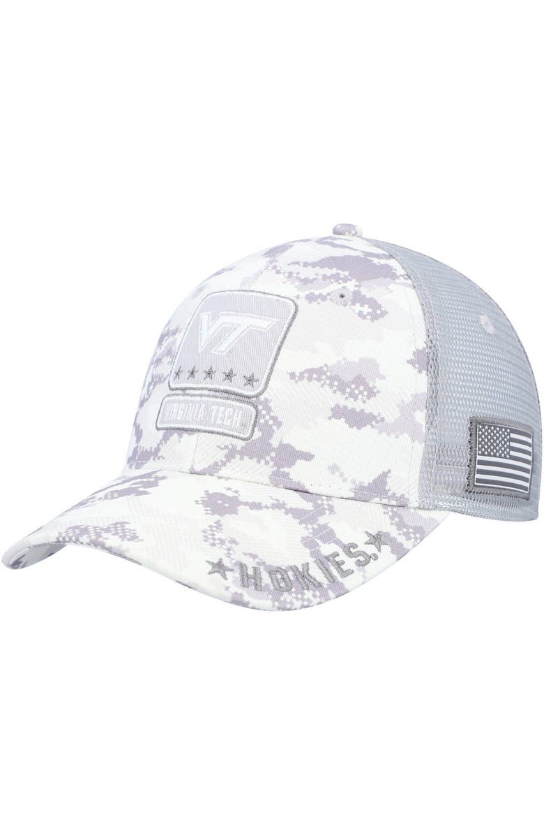 COLOSSEUM Men's Colosseum Camo Virginia Tech Hokies OHT Military Appreciation 2400 Trucker Snapback Hat, Main, color, 