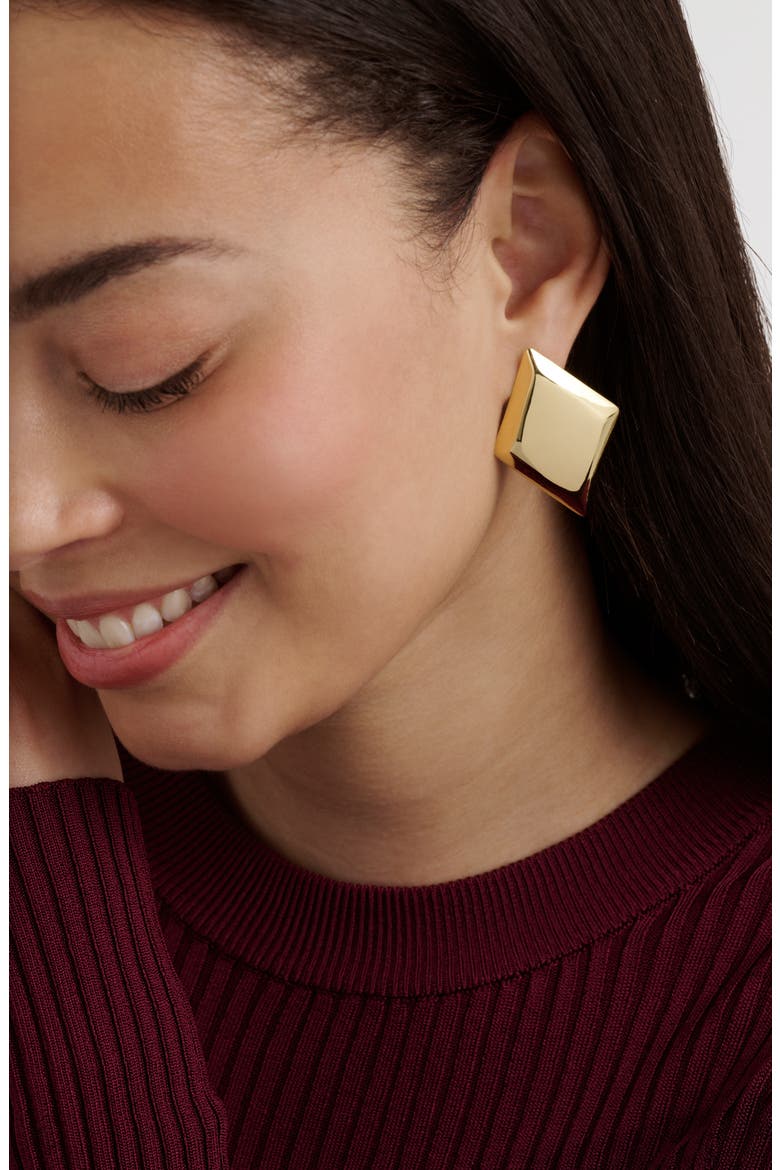 Georgie Large Diamond Shape Stud Earrings, Alternate, color, GOLD TONE