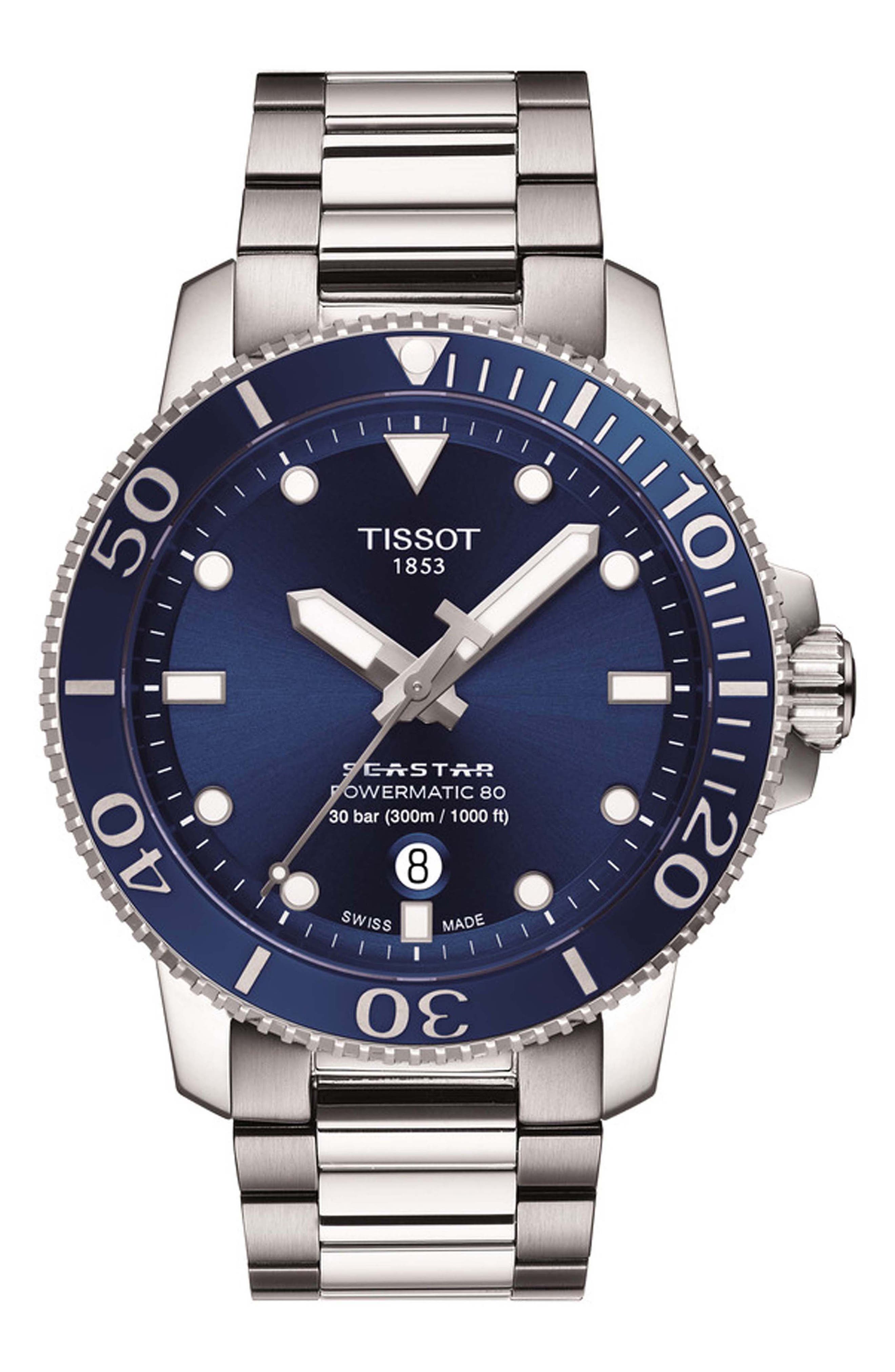 Tisso Seastar 1000 Powermatic 80 Bracelet Watch, 43mm (Men