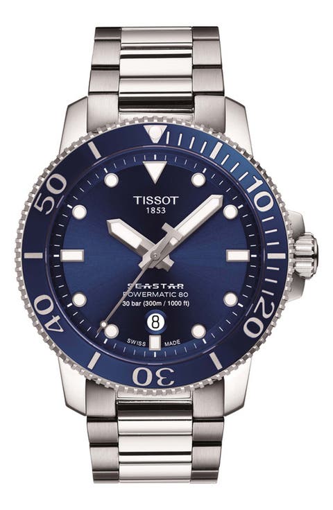 Tisso Seastar 1000 Powermatic 80 Bracelet Watch, 43mm