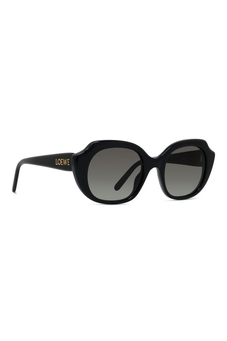 Slim 50mm Geometric Sunglasses, Alternate, color, SHINY BLACK / GRADIENT SMOKE