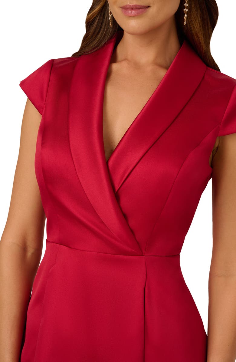 Adrianna Papell Box Pleat High-Low Mikado Dress, Alternate, color, Haute Red