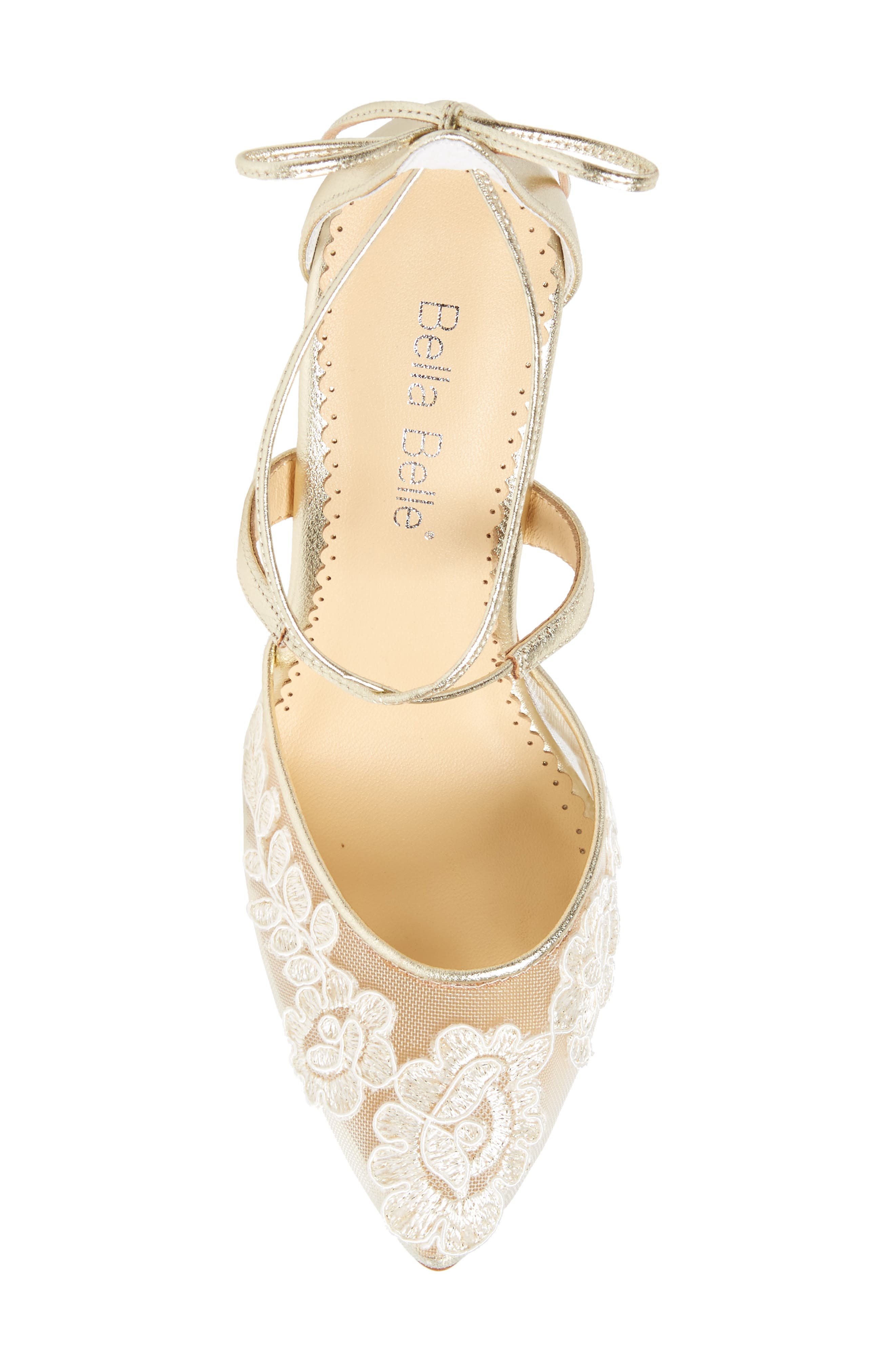 Anita Illusion Lace Cross Strap Pump, Alternate, color, GOLD FABRIC