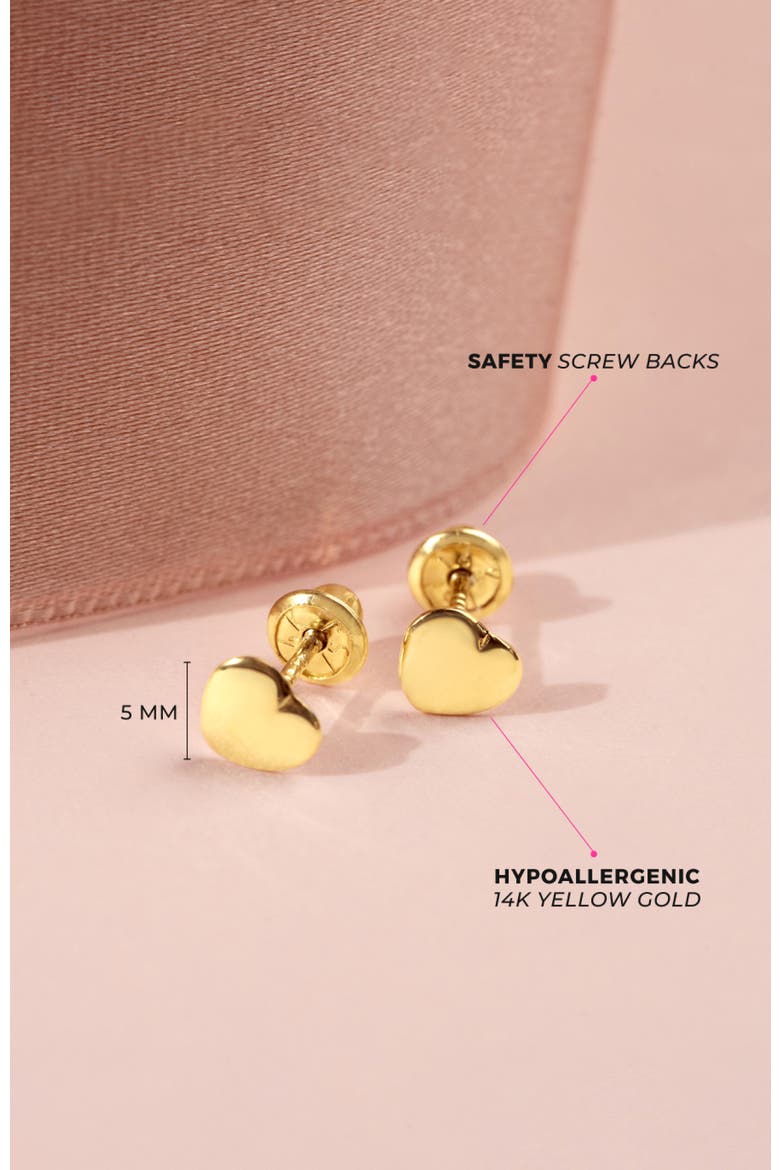 14k Polished Heart Earrings, Alternate, color, Gold