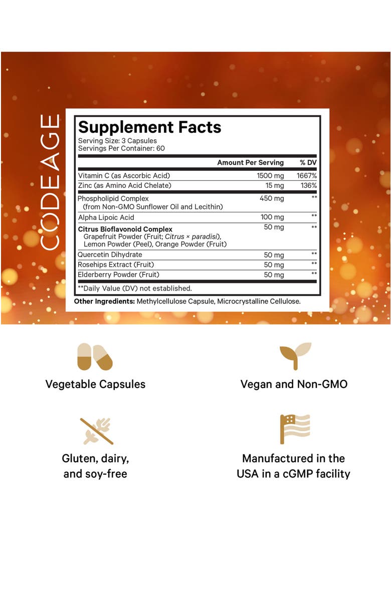 Codeage Liposomal Vitamin C 1500mg + Zinc Supplement, Alternate, color, White