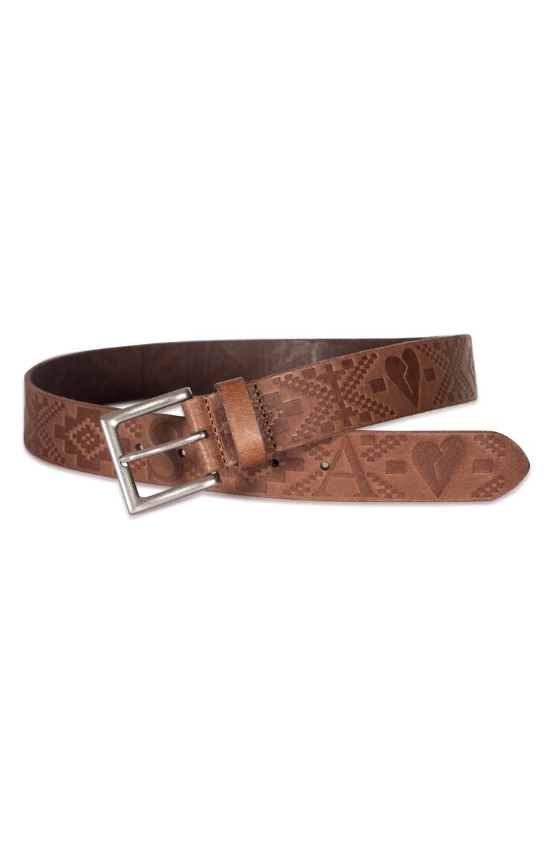 AllSaints Embossed Leather Belt, Alternate, color,