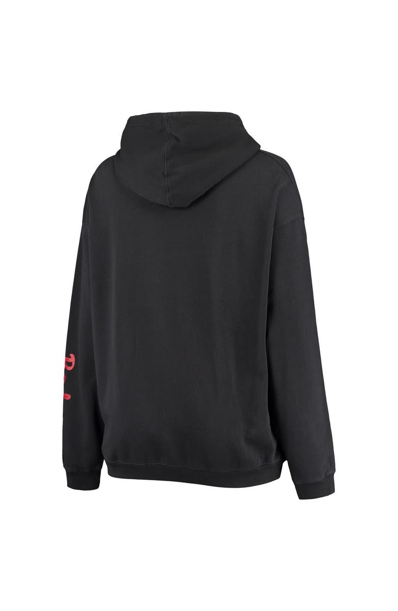 PRESSBOX Women's Pressbox Black Wisconsin Badgers Rock n Roll Super Oversized Pullover Hoodie, Alternate, color,