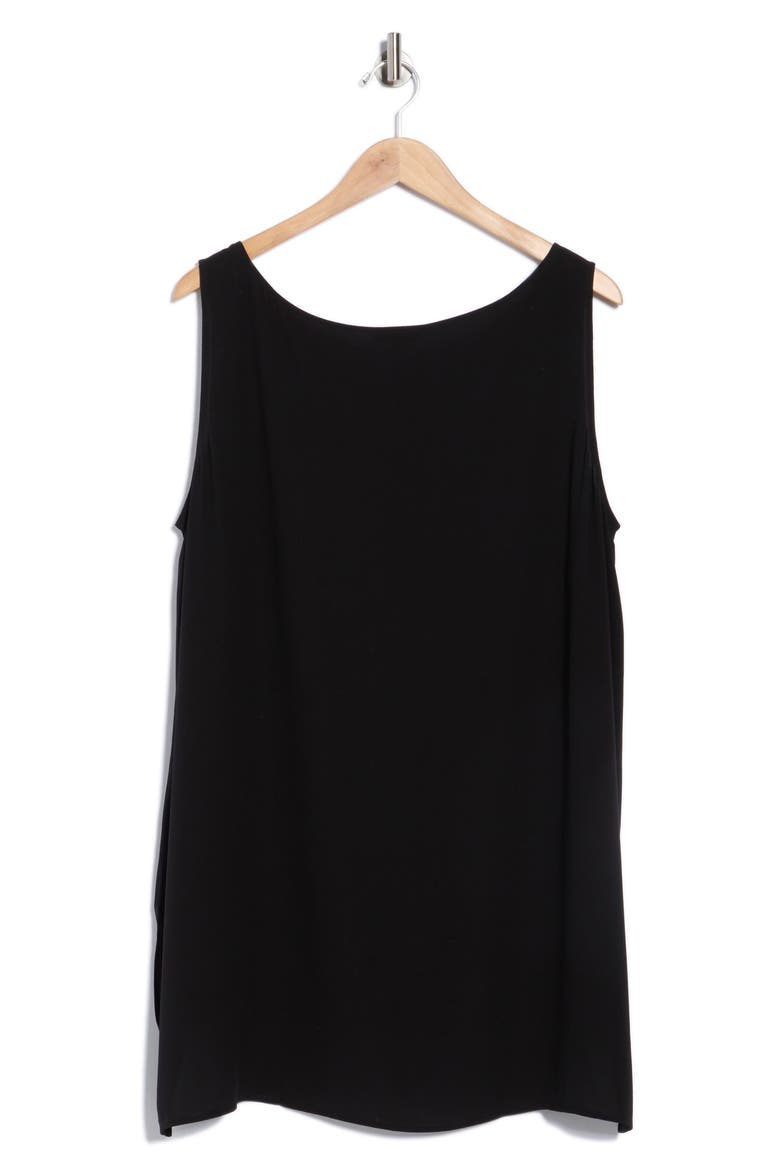Bateau Neck Longline Silk Shell, Alternate, color, BLACK