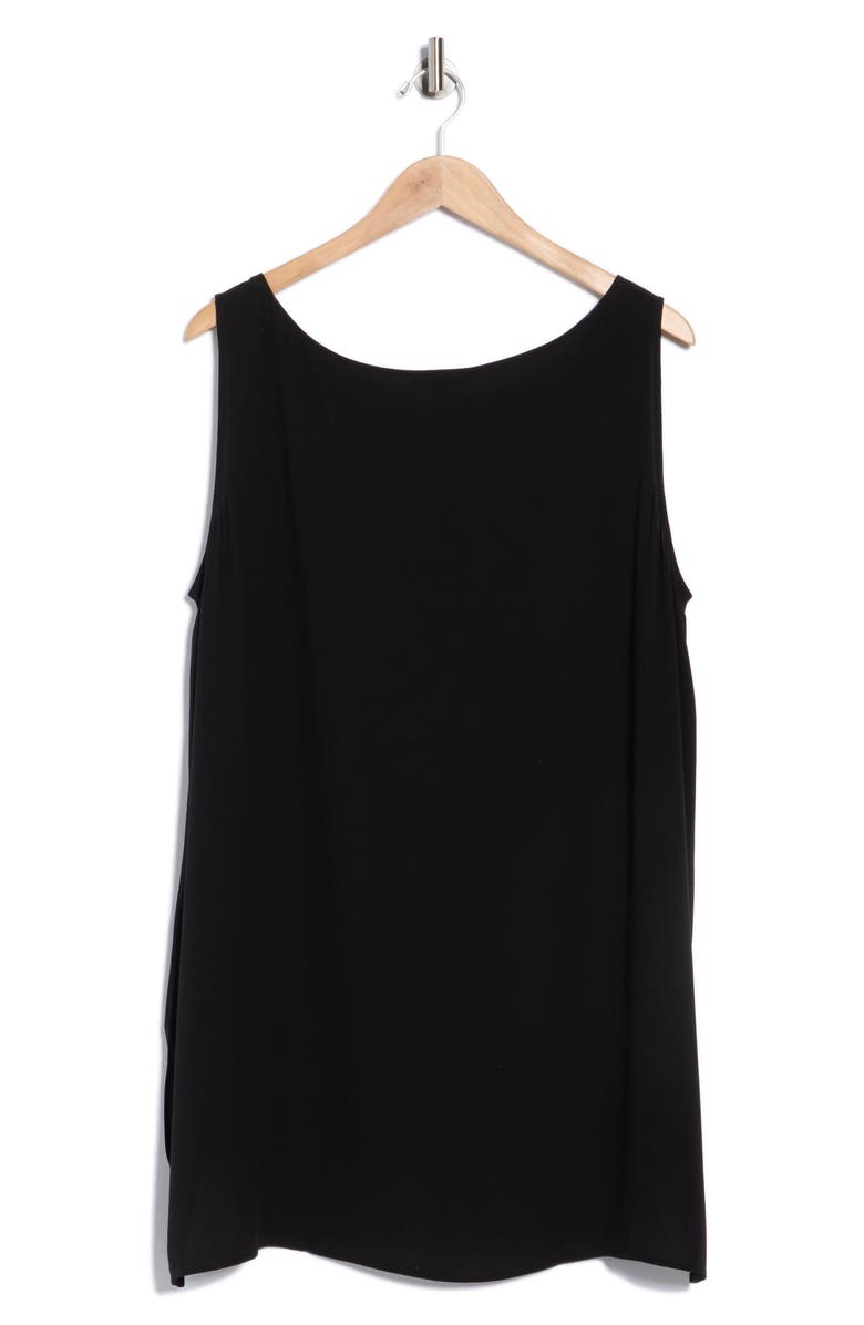 Eileen Fisher Bateau Neck Longline Silk Shell, Alternate, color, Black