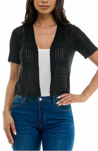 Nina Leonard Open Stitch Short Sleeve Bolero