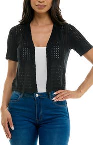 Nina Leonard Open Stitch Short Sleeve Bolero