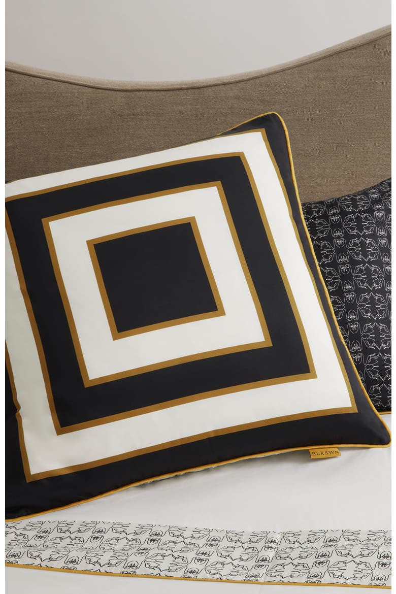 Swn  Monogram Reversible Euro Sham, Alternate, color, Black & White