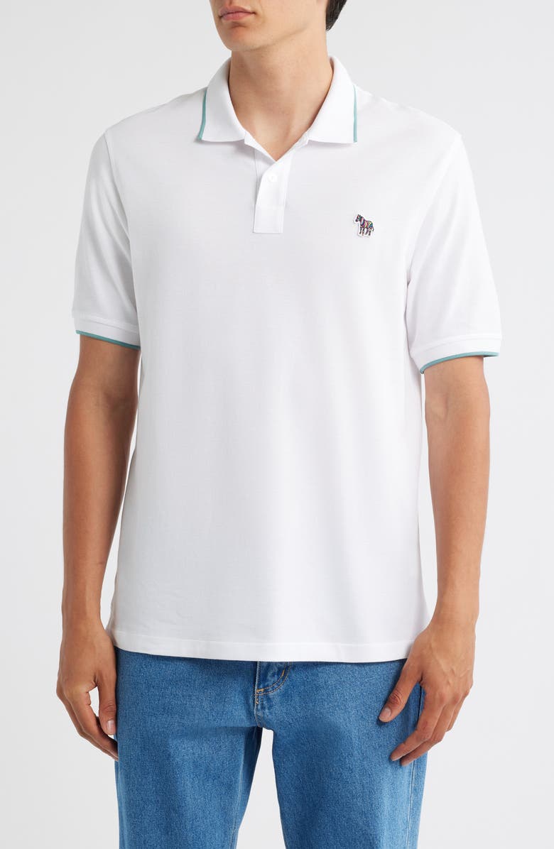 PS Paul Smith Zebra Organic Cotton Piqué Polo, Main, color, White