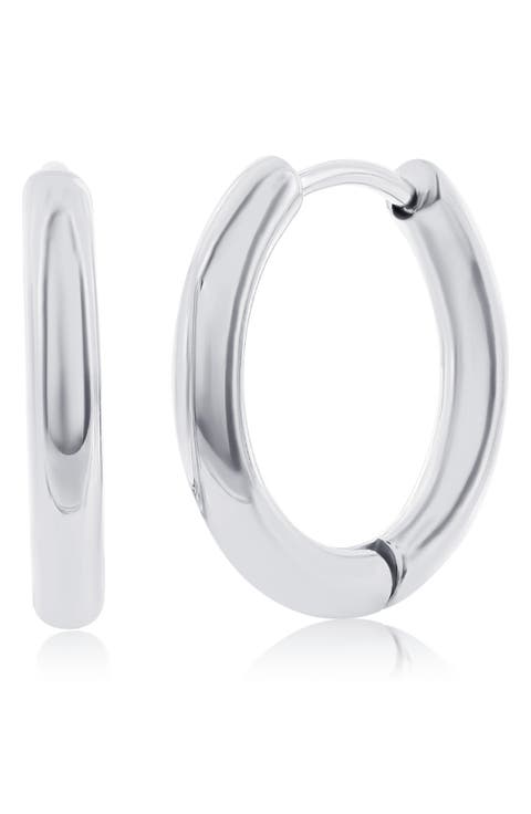 Men's 11.5mm Stainless Steel Hoop Earrings