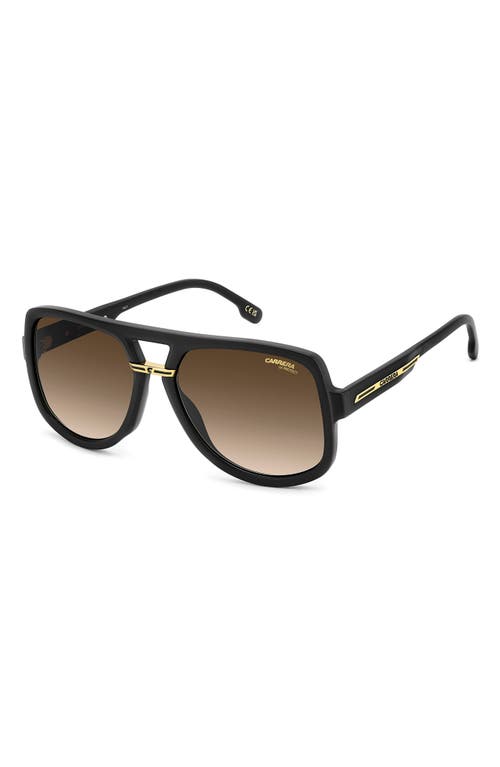 Carrera Eyewear Victory 59mm Gradient Square Geometric Sunglasses In Black Gold/black Brown Green