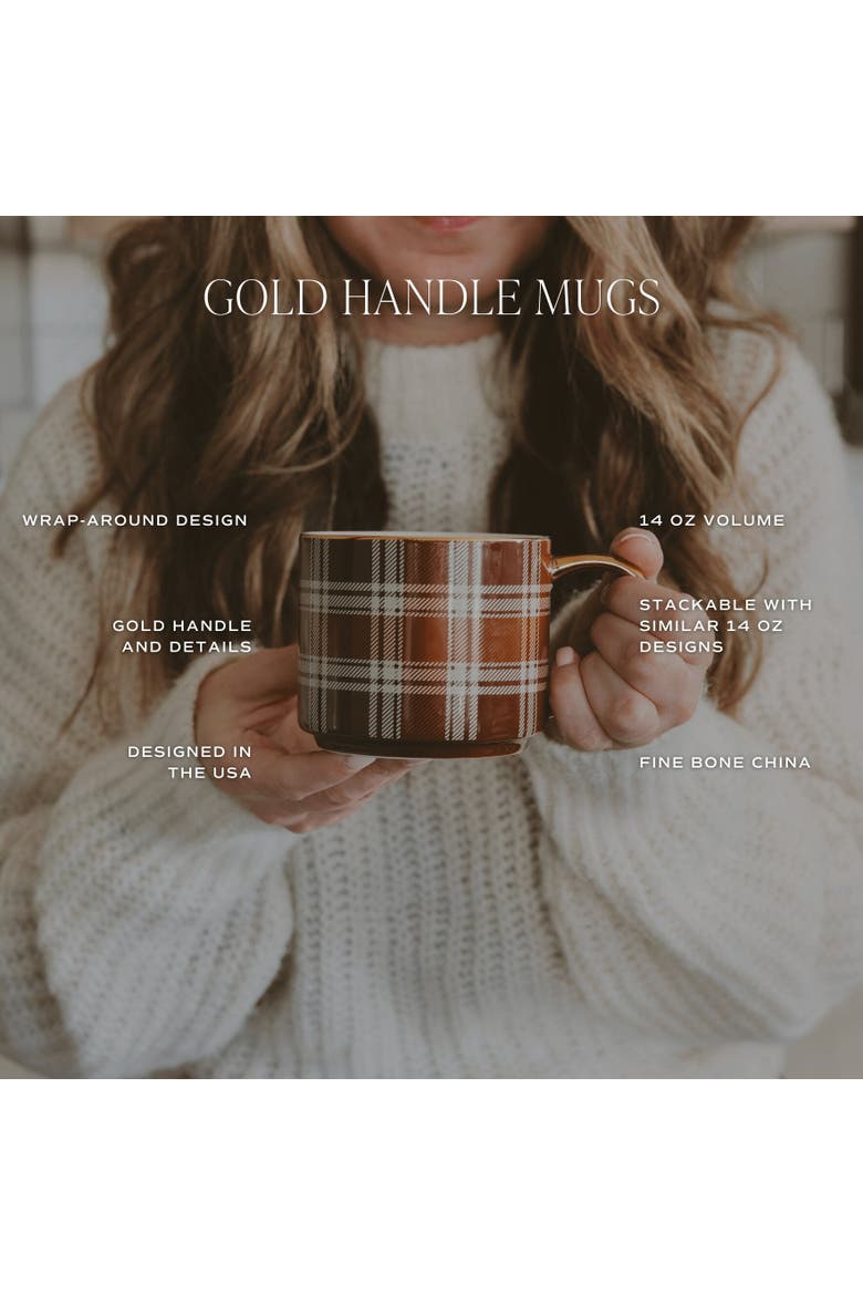 Fall Plaid 14 oz Coffee Mug, Alternate, color, Brown Plaid