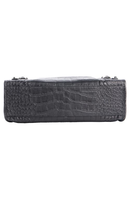 Balenciaga Small Le City Croc Embossed Leather Top Handle Bag