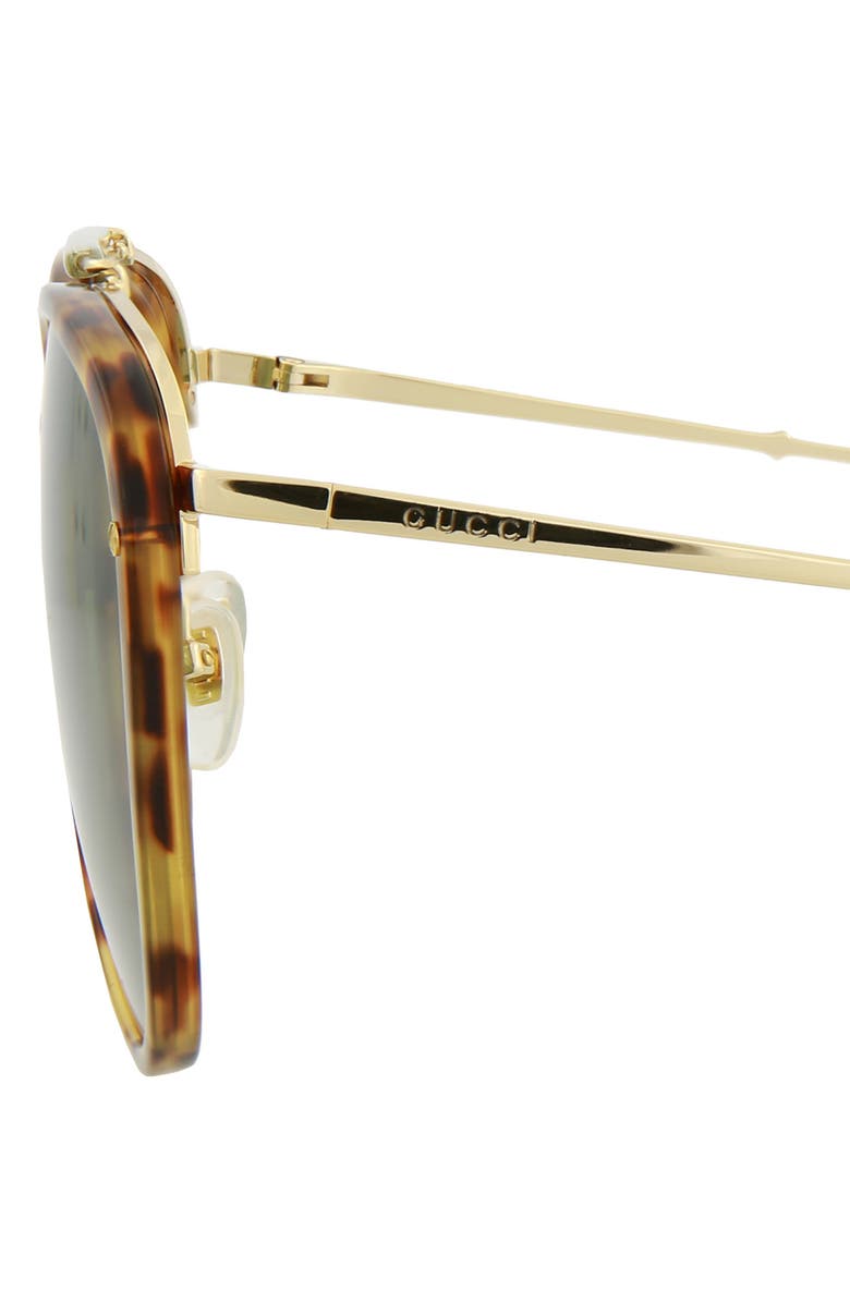 Gucci 58mm Aviator Sunglasses, Alternate, color, Havana Gold Green