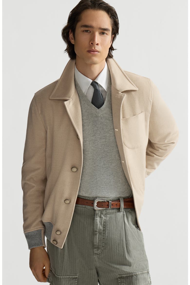 Lightweight virgin wool cloth outerwear jacket, Alternate, color, Sand