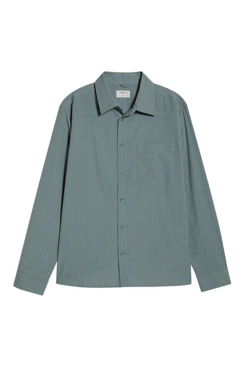 Stripe Crop Cotton Poplin Button-Up Shirt, Alternate, color, RICH BLACK