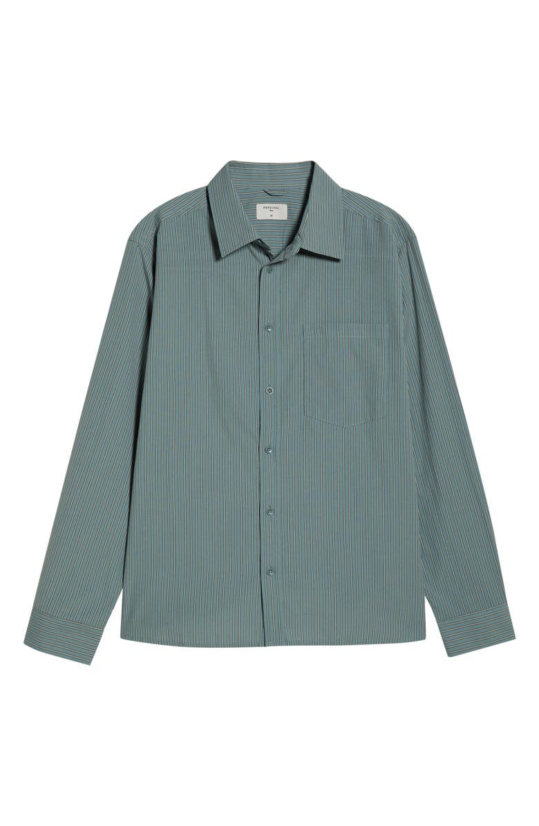 Halogen<sup>®</sup> Stripe Crop Cotton Poplin Button-Up Shirt, Main, color, Rich Black