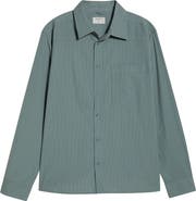 Halogen® Stripe Crop Cotton Poplin Button-Up Shirt