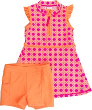 RuffleButts Girls Sleeveless Zip Ruffle Sleeve UPF50+ Active Dress