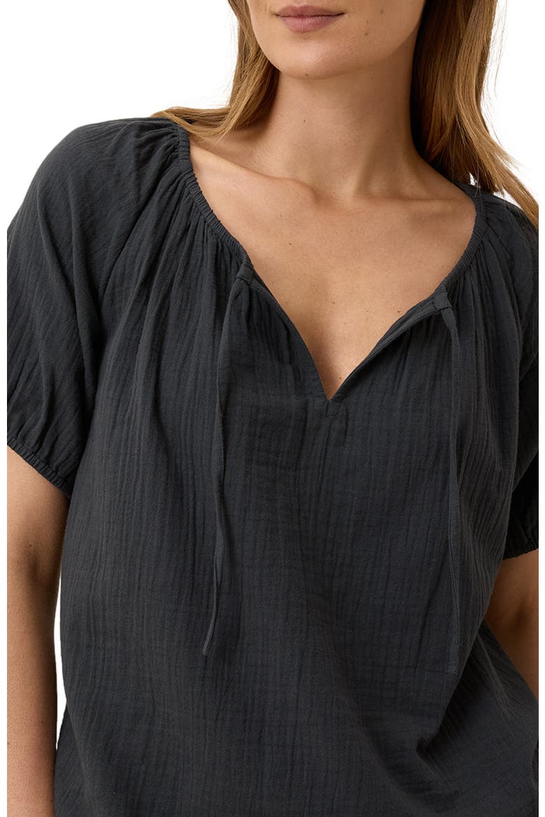 Organic Cotton Coastal Double Gauze Boho Popover, Alternate, color, Black