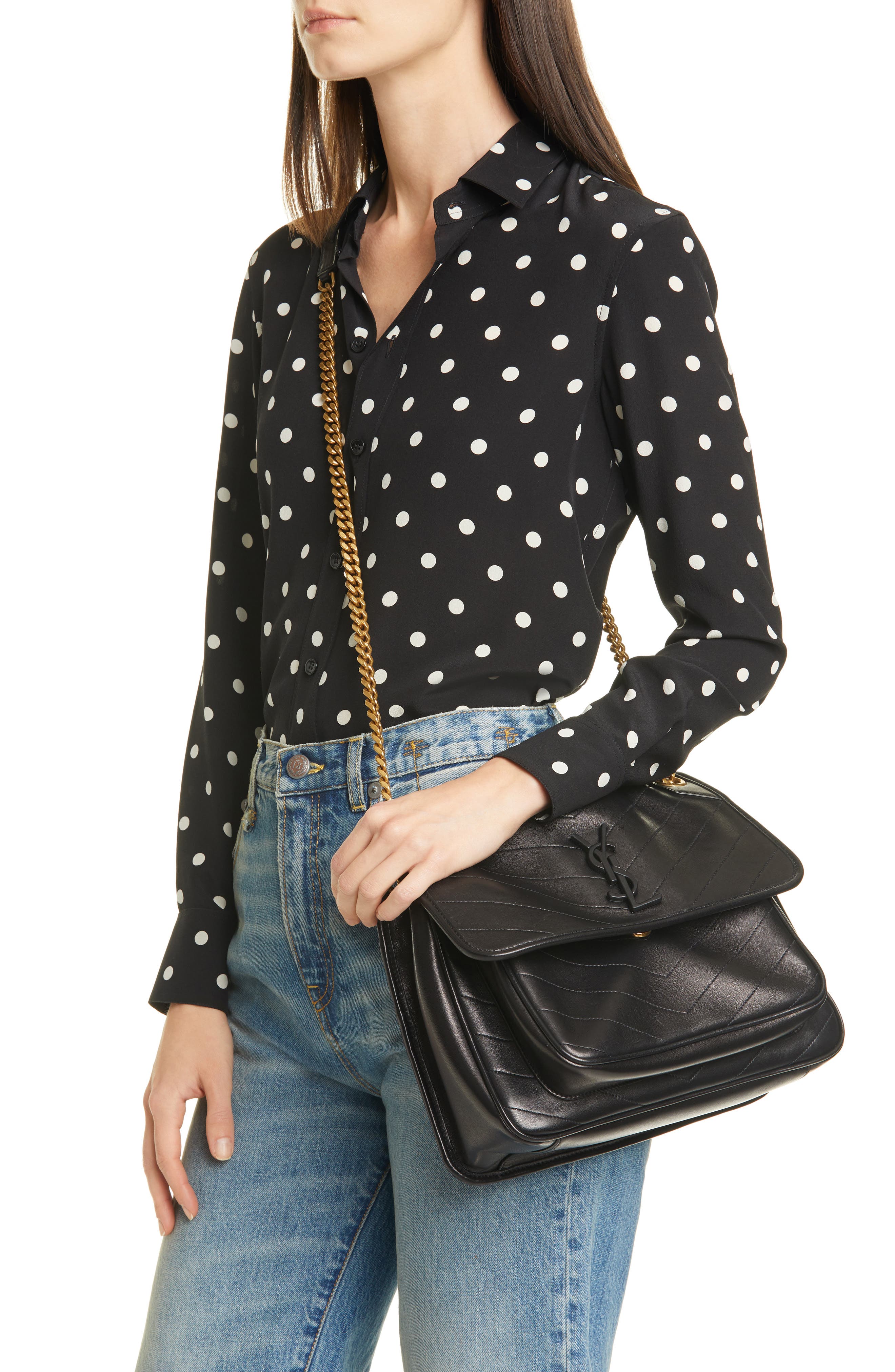 Saint Laurent Medium Niki Lambskin Leather Shoulder Bag, Alternate, color, 