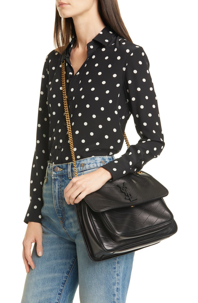 Saint Laurent Medium Niki Lambskin Leather Shoulder Bag, Alternate, color,