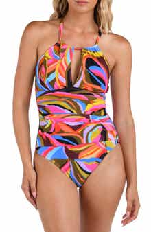 La Blanca Tropic Waves Keyhole One-Piece Swimsuit