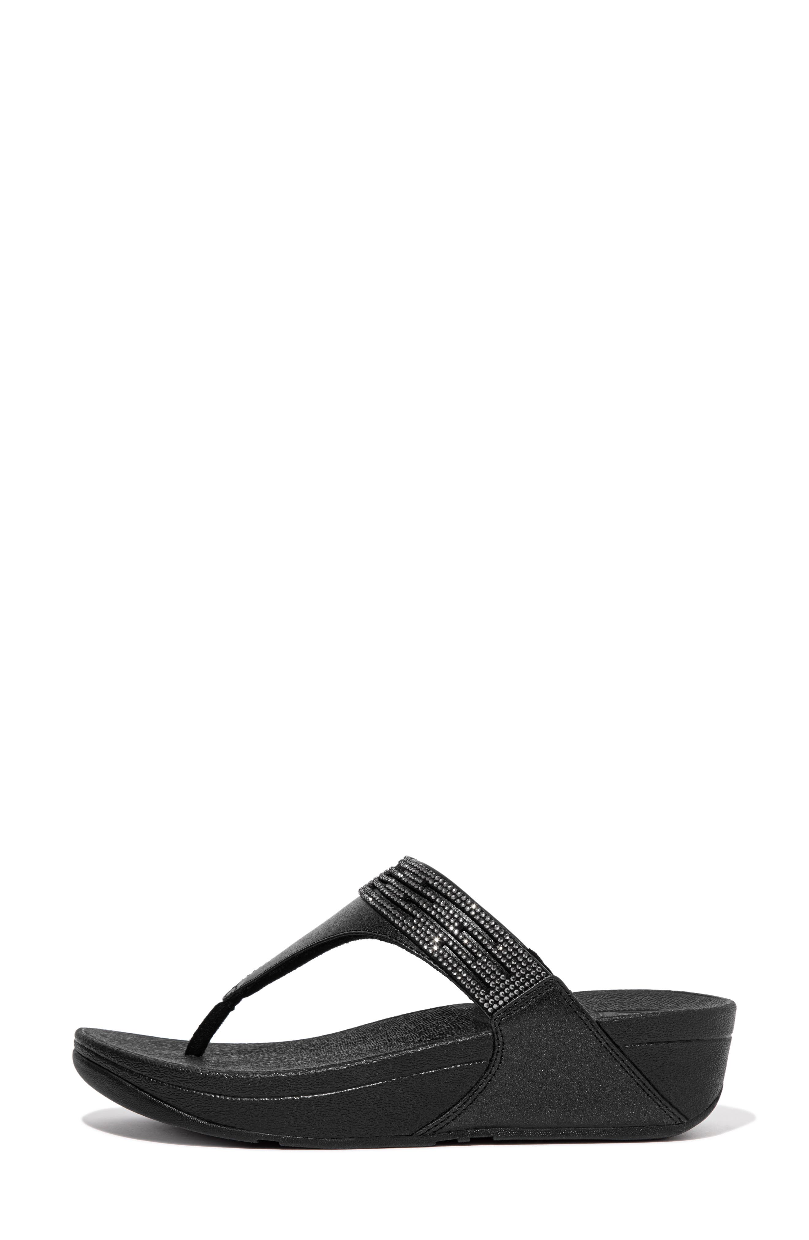 FitFlop Lulu Crystal Leather Wedge Sandal, Alternate, color, 