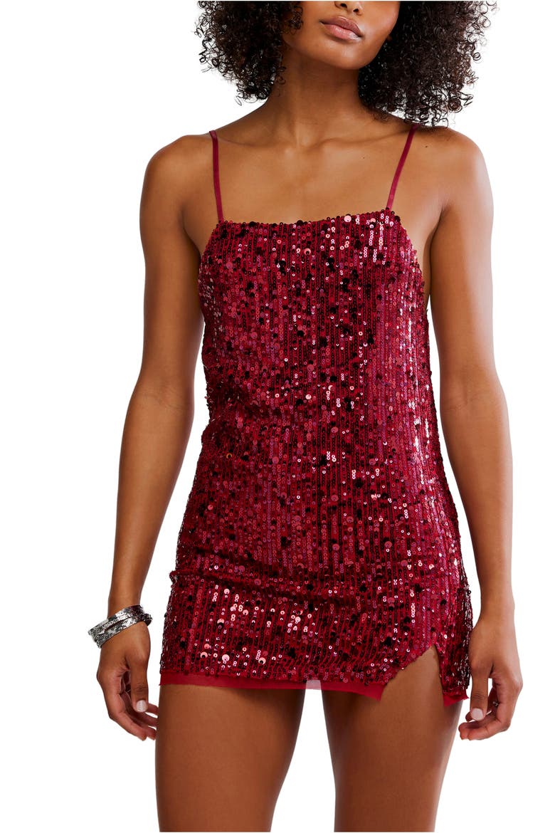 Midnight Kiss Sequin Mini Slipdress, Alternate, color, CHERRY COMBO