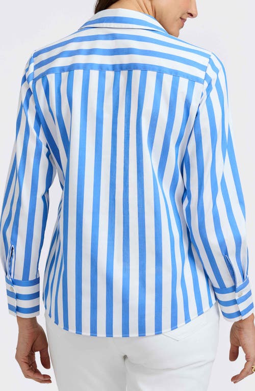 Foxcroft Mary Stripe Long Sleeve Cotton Sateen Button-up Shirt