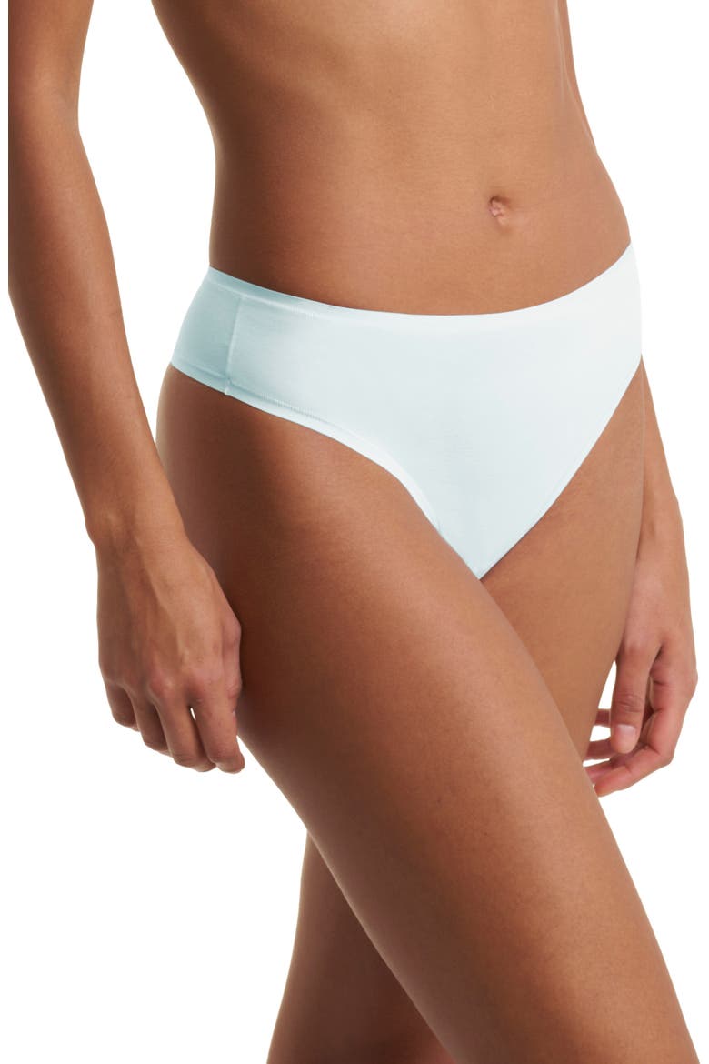Bliss Bare Stretch Cotton Thong, Alternate, color, SKY GREEN