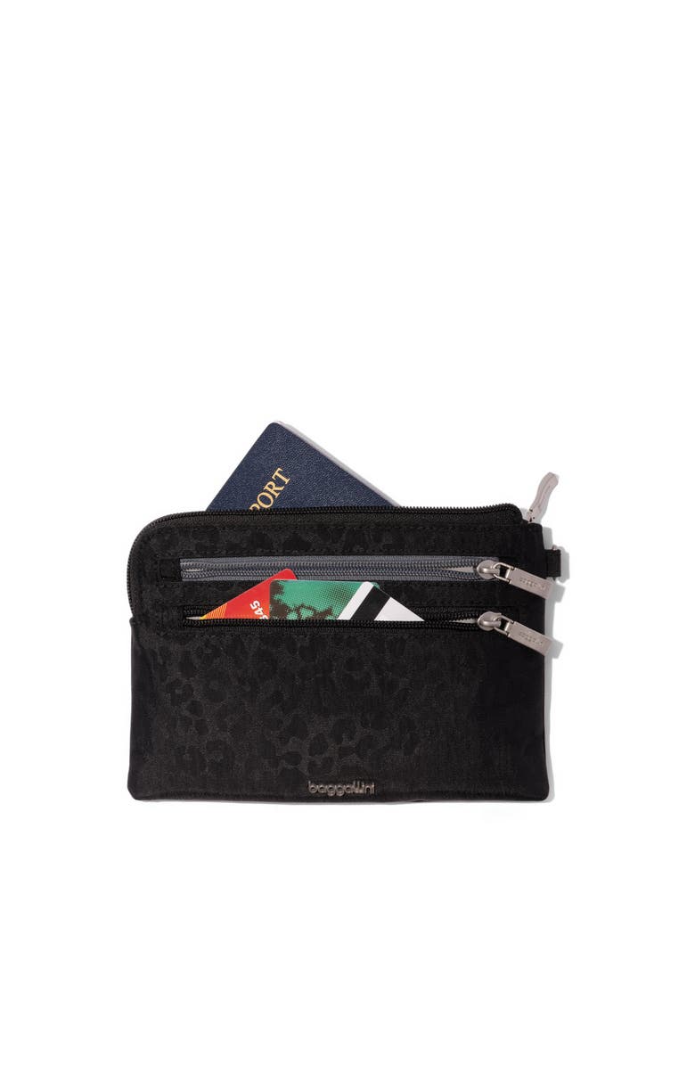 BAGGALLINI RFID Currency Organizer Wristlet, Alternate, color, Black Cheetah Emboss