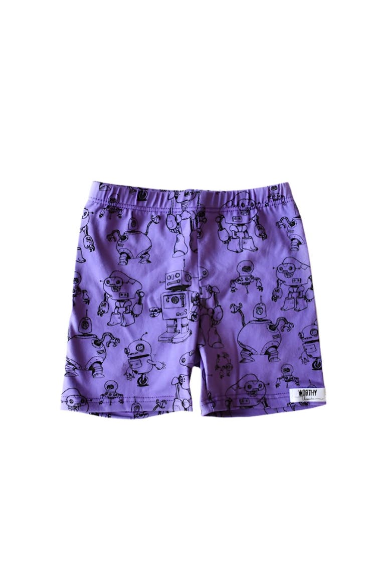 Girls Biker Shorts, Main, color, Robots