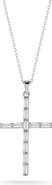 GLAZE JEWELRY Cubic Zirconia Baguette Cross Pendant Necklace