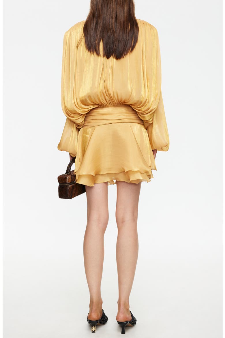 Elements Pleated Long Sleeve Minidress, Alternate, color, APRICOT