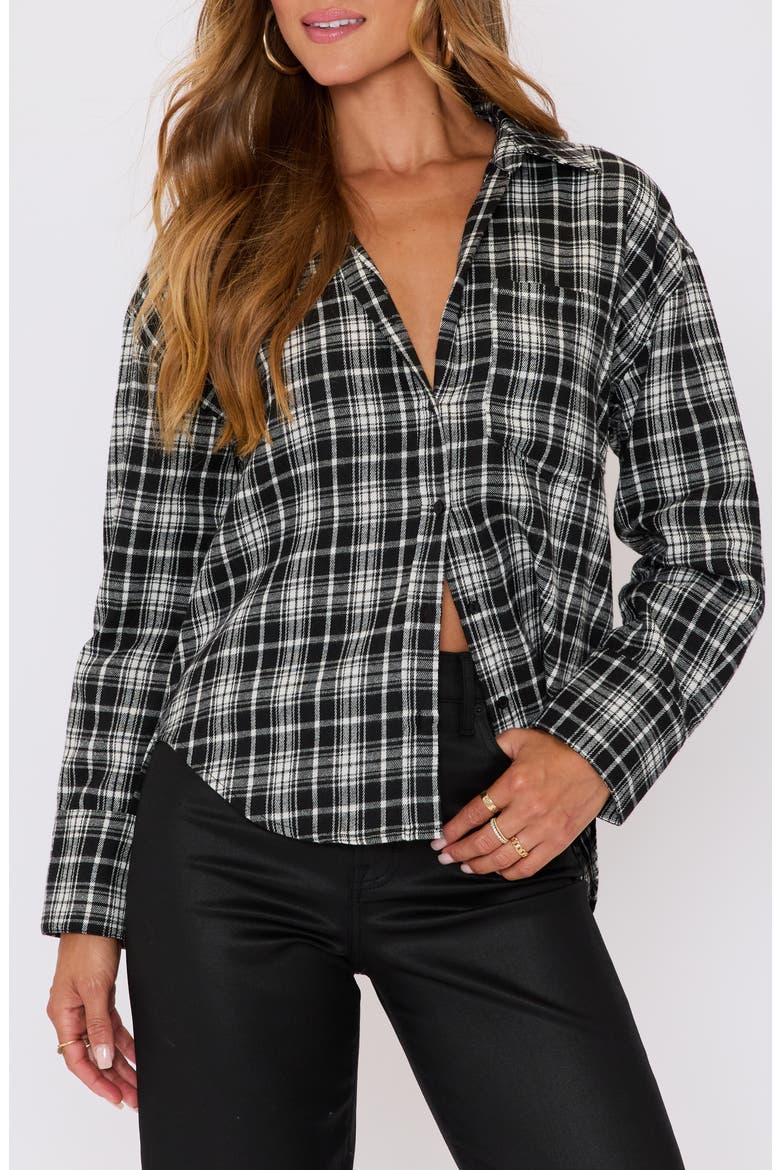 Brooklyn Plaid Button-Up Shirt, Main, color, BLACK PLAID
