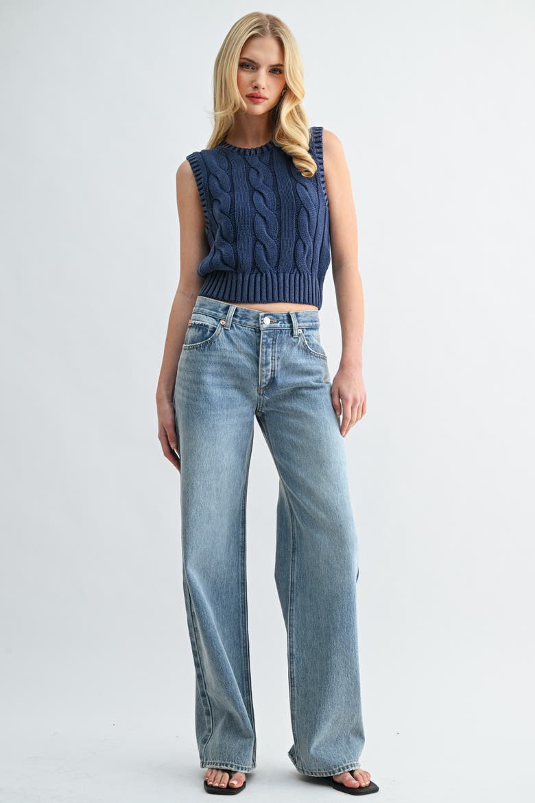Low Rise Baggy Wide Leg Jeans, Alternate, color, Light Wash