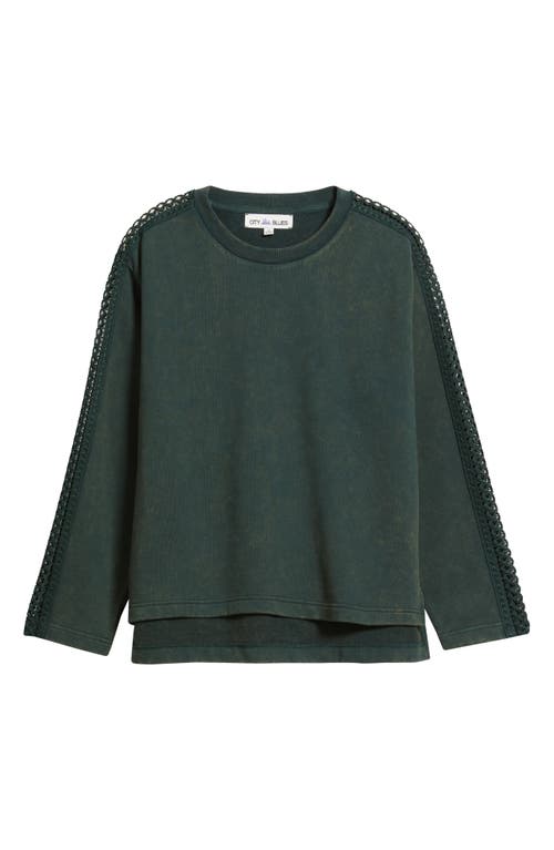 City Blues Detailed Sleeve Sweatshirt In Green