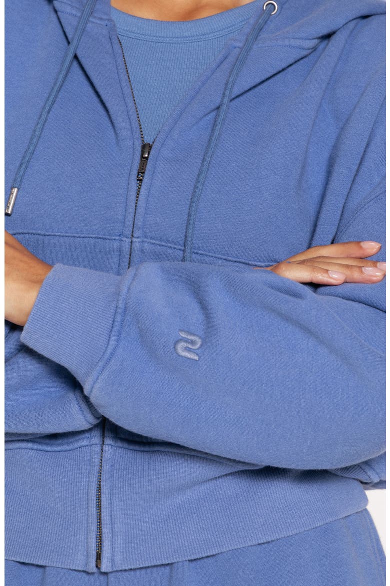 Front Zip Crop Hoodie, Alternate, color, DUTCH BLUE
