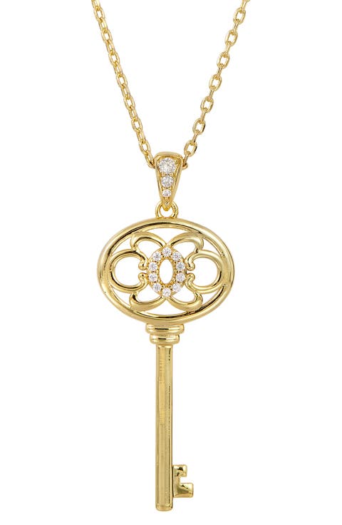 Cubic Zirconia Key Pendant Necklace
