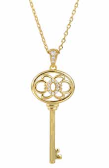 SAVVY CIE JEWELS Cubic Zirconia Key Pendant Necklace