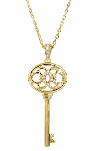 Cubic Zirconia Key Pendant Necklace