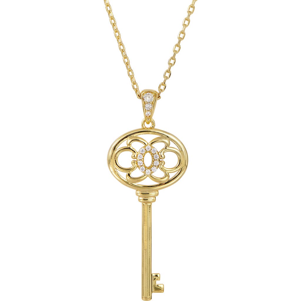 Savvy Cie Jewels Cubic Zirconia Key Pendant Necklace In Yellow
