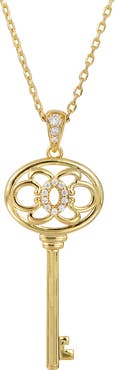 SAVVY CIE JEWELS Cubic Zirconia Key Pendant Necklace