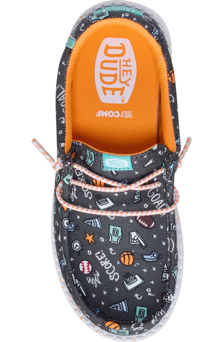 Hey Dude Kids' Wally Sports Fan Slip-On, Alternate, color, Black/ Multi