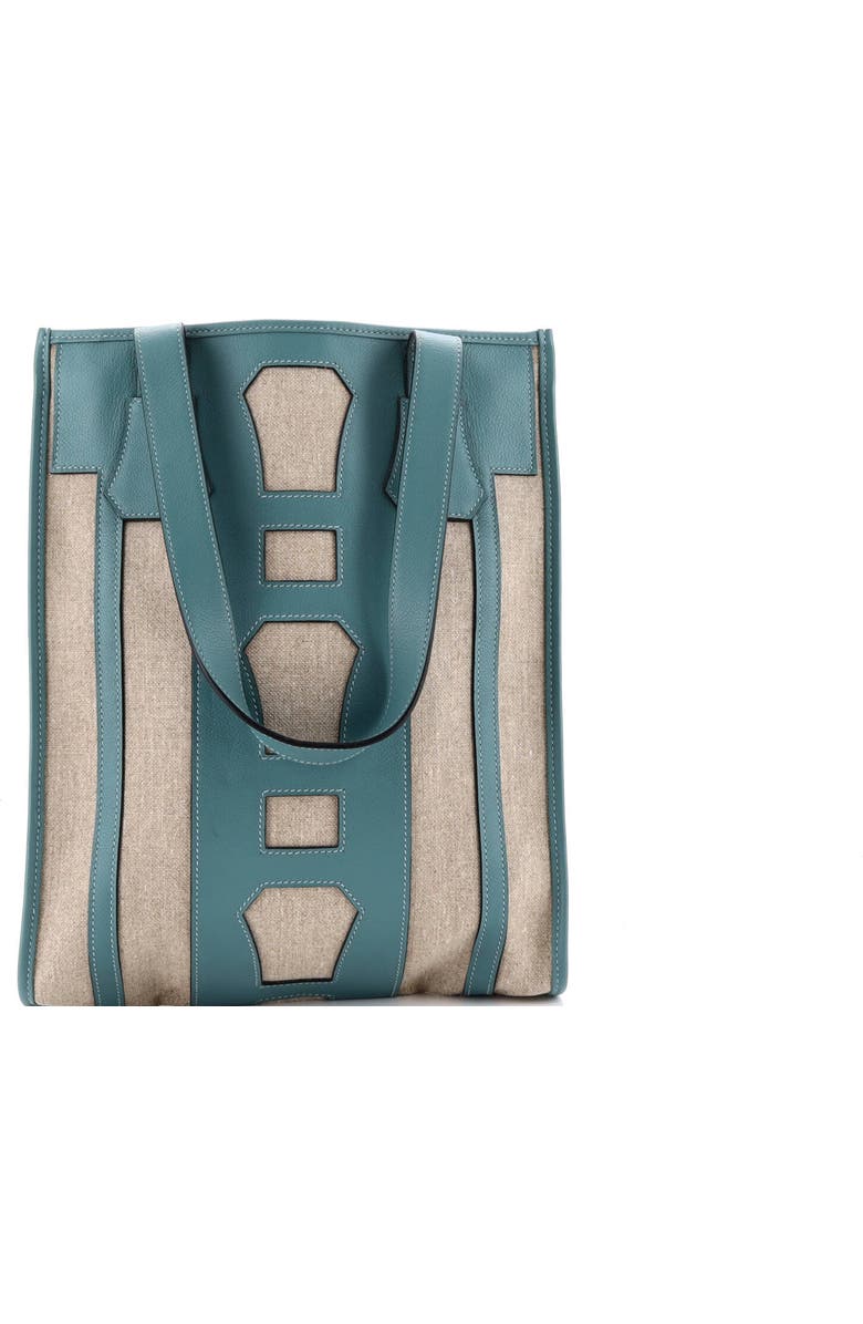 Pre-Owned Hermes Petit H Bell Tote Toile and Leather PM, Alternate, color, Blue